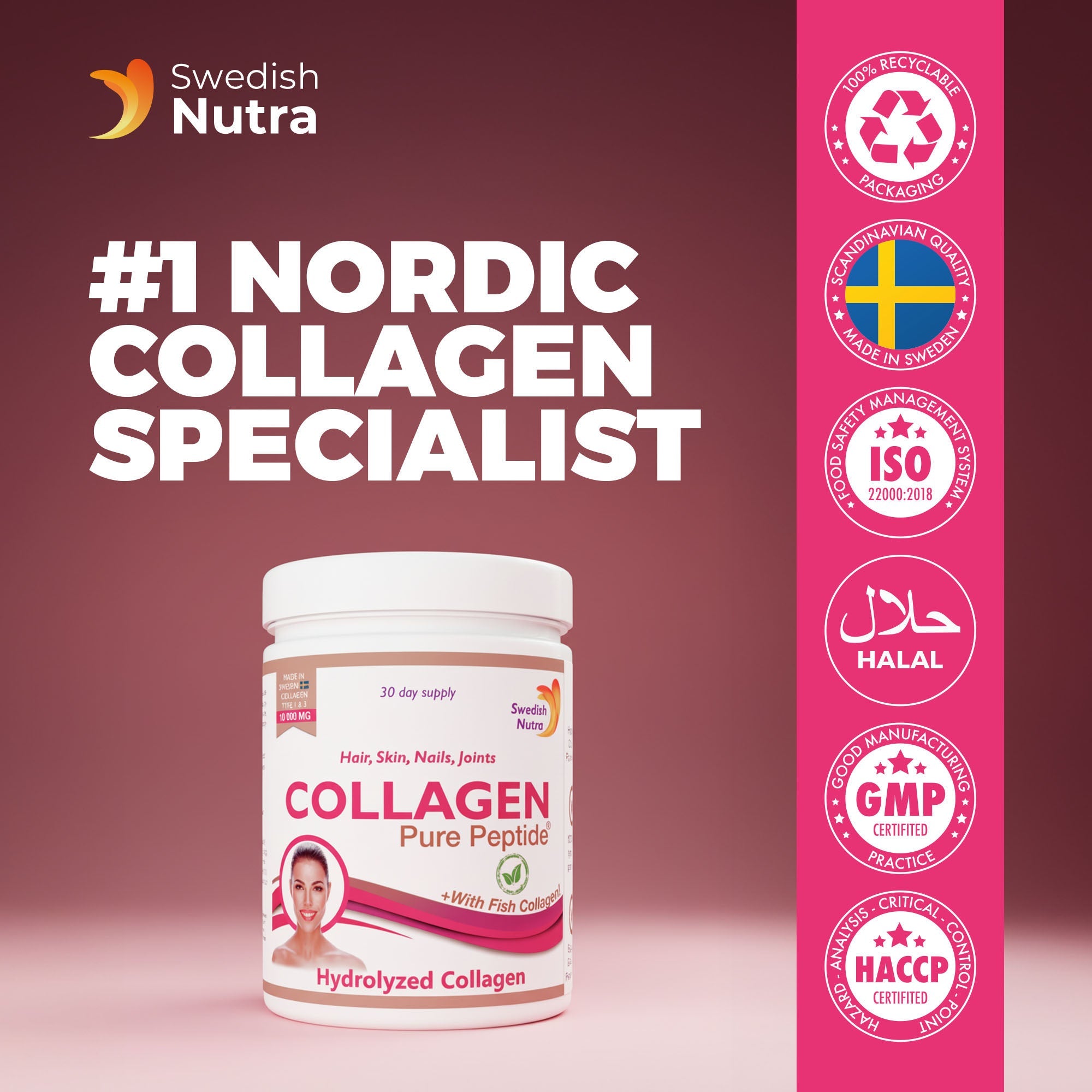 Swedish Nutra - Collagen Fish Pure Peptide Powder 300MG